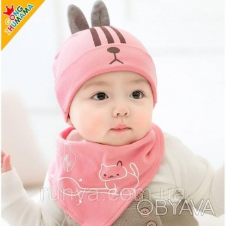 Детский комплект шапка+хомут Rabbit для девочки. Хомут (застегивается на кнопку). . фото 1