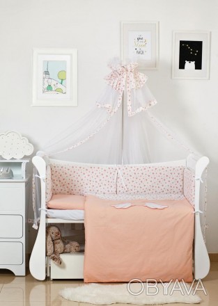 Хлопковый постельный комплект в детскую кроватку с балдахином Twins Evo Angel Ba. . фото 1