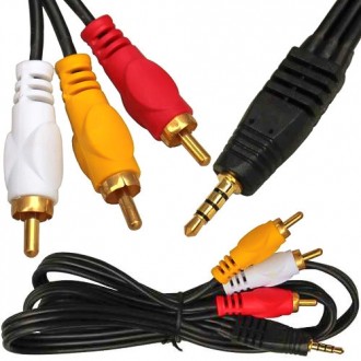 Шнур штекер 3.5мм 4C - 3 штекер RCA, gold, 1.2м, чёрный. Киев. фото 1 Шнур штекер 3.5мм 4C - 3 штекер RCA, gold, 1.2м, чёрный. Киев. фото 1
