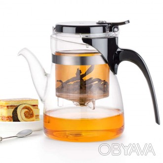 Типот, типод изипот чайник с кнопкой стеклянный для чая Samadoyo B-02, 600 мл, Ч. . фото 1