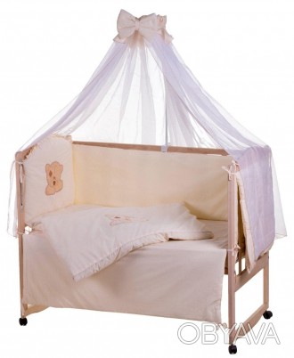 Нежный постельный комплект для детской кроватки из 8 единиц с великолепной вышив. . фото 1