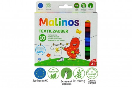 Фломастеры для ткани Malinos Textil текстильные 10 шт. Киев. фото 1 Фломастеры для ткани Malinos Textil текстильные 10 шт. Киев. фото 1