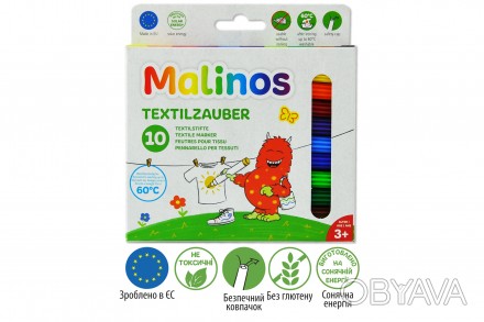 
 Фломастеры текстильные Malinos Textil - предназначены для рисования по светлой. . фото 1