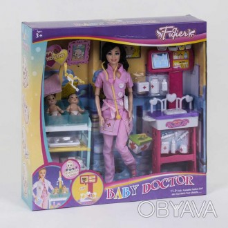 Игровой набор JY 200-36 "Детский врач" (24/2) с куклой, в коробке. . фото 1
