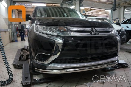 Кенгурятники, дуги - Защита переднего бампера Mitsubishi Outlander 2015+ (одинар. . фото 1