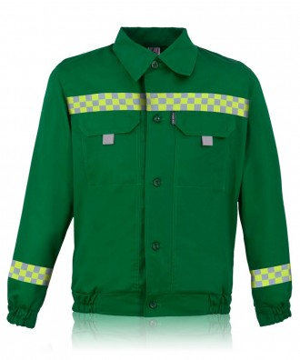 Куртка для дорожников зеленая прямого силуэта с центральной бортовой застежкой н. . фото 3