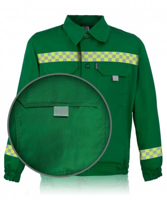 Куртка для дорожников зеленая прямого силуэта с центральной бортовой застежкой н. . фото 2