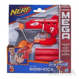Мощный пистолет Нерф с большими стрелами - Bigshock, N-Strike Mega, Nerf, Hasbro. . фото 1