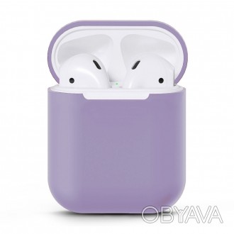 Чехол для AirPods silicone case White Purple - чехол Silicone Case защитит ваши . . фото 1