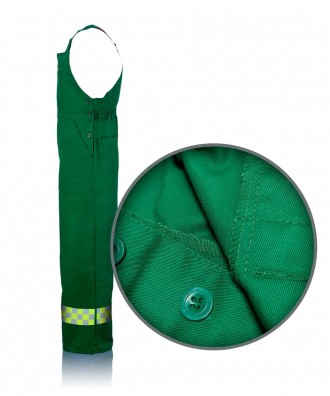 Мужской полукомбинезон зеленый сигнальный  прямого силуэта с застежкой на пугови. . фото 4