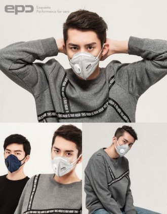  Защитная маска от пыли PM2.5 с фильтром kn95 n95 EPC grey. Респиратор EPC извес. . фото 6