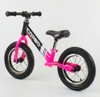 Велобег "CORSO" 88621 стальная рама колеса 12" надувные розовый 
 Велобег "Corso. . фото 4