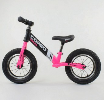 Велобег "CORSO" 88621 стальная рама колеса 12" надувные розовый 
 Велобег "Corso. . фото 3