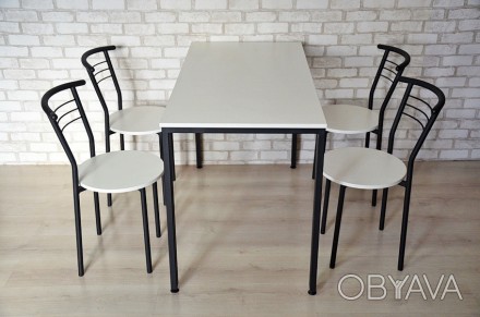 Стол в стиле Лофт + 4 стула. П-образные опоры стола выполнены из металлического . . фото 1