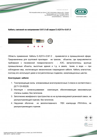 Кабель марки E-A2XYn «Интеркабель Киев»™

Кабель силовой марки E-A2XYn на напр. . фото 2