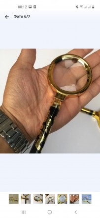 Универсальная лупа Magnifier с увеличением в 5 раз.  Круглая стеклянная линза 90. . фото 3