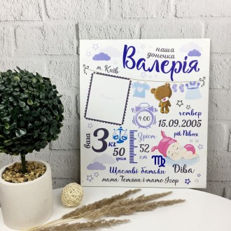 Цветная детская метрика из дерева для девочки. Луцк. фото 1 Цветная детская метрика из дерева для девочки. Луцк. фото 1