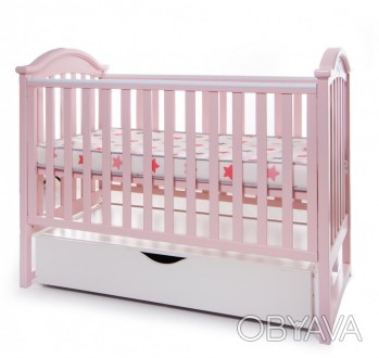 Детская кроватка из бука с маятниковым механизмом и ящиком iLove Twins, розовая
. . фото 1