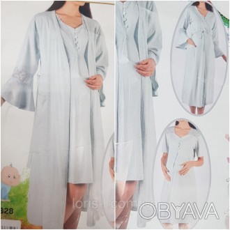Комплект халат и пижама для беременных и кормящих мам 
Качественный и очень нежн. . фото 1