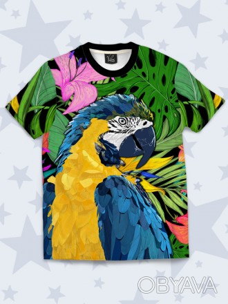 Стильная детская футболка Macaw с ярким рисунком. Материал: 100% полиэстер.. . фото 1