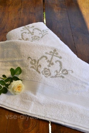 Крестильное полотенце из махры №2 с двухсторонней вышивкой Красивая крыжма в кла. . фото 3