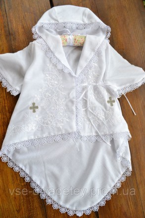 Торжественная нарядная рубашечка-халатик 2 в 1 для крещения 8
Белоснежные кружев. . фото 2