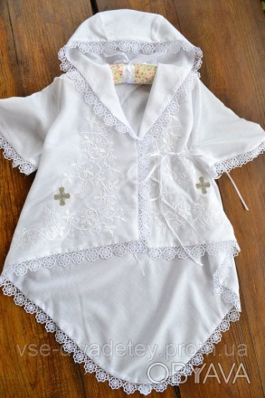 Торжественная нарядная рубашечка-халатик 2 в 1 для крещения 8
Белоснежные кружев. . фото 1