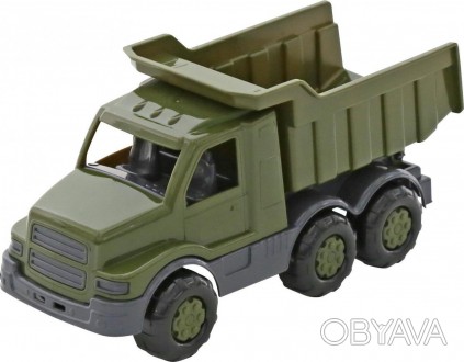 Военный автомобиль-самосвал из серии игрушек военной техники. Компактная игрушка. . фото 1