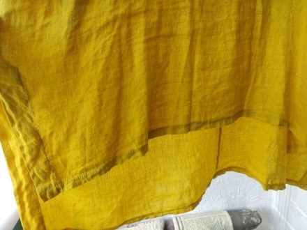 Изумительное платье-туника, 100% лен, яркое, цвет насыщенный желтый, Замеры-груд. . фото 5