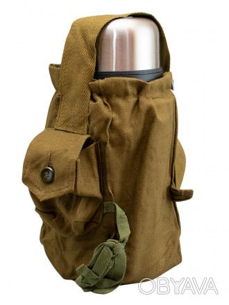 Тканевая сумка с регулируемым ремнем предназначена для переноски термоса в полев. . фото 1