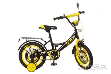 
Велосипед дит. PROF1 14д. XD1443 Original boy,чорно-жовтий, дзвінок, дзерк.,дод. . фото 1