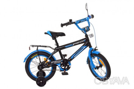 
Велосипед PROF1 14д. SY1453 Inspirer,чорно-синій(мат) дзвінок, дод.колеса Детал. . фото 1