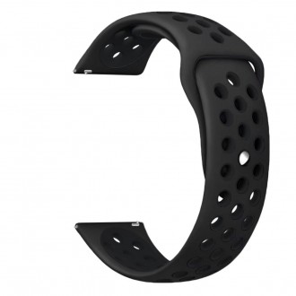 Силиконовый ремешок от BeWatch в стиле Apple Nike, шириной 20 мм Черно-Черный. 
. . фото 2