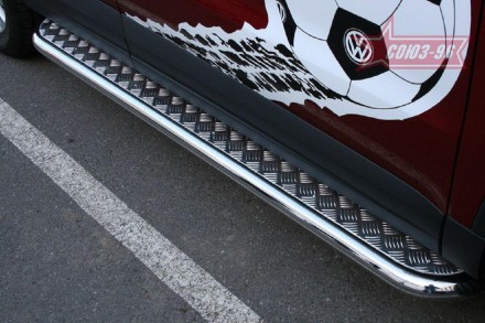 Защита порогов, подножки - Пороги с листом (площадка) на Volkswagen Tiguan 2007-. . фото 3
