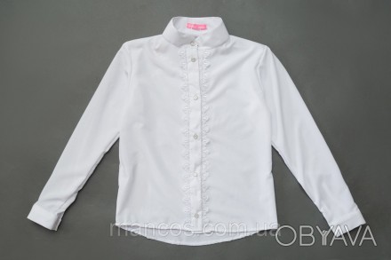 Рубашка SmileTime для девочки с длинным рукавом Soft, белая рубашка - блузка для. . фото 1