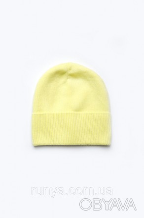 Детская желтая демисезонная шапка. Шапка однотонная демисезонная детская, вязка . . фото 1
