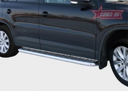 Пороги с листом (площадка) на Volkswagen Tiguan 2011-2016 UATUNING (d 42 лист ал. Київ. фото 1 Пороги с листом (площадка) на Volkswagen Tiguan 2011-2016 UATUNING (d 42 лист ал. Київ. фото 1