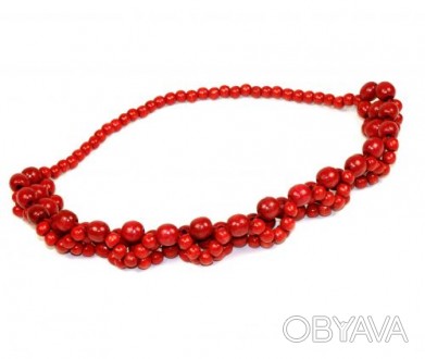 Ожерелье "Плетеное" красное (30 см), деревянное.Бренд: РудиГабариты в упаковке: . . фото 1