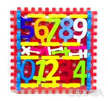 Набор детский "Математика №1". Состоит из игрового поля (37 х 37 см), цифр от 0 . . фото 1