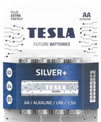 Батарейки TESLA AA SILVER+ (LR06), 4 штуки. Щелочные батарейки, разработанные сп. . фото 1