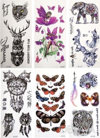 Набор татуировок-перебивок "Tattoo". В упаковке: 6 листов с различными интересны. . фото 1