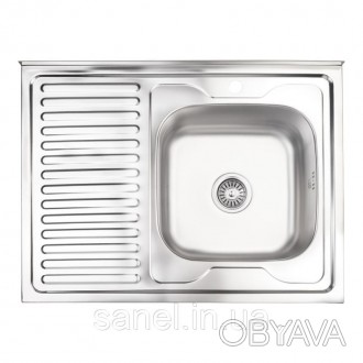 Кухонна мийка Lidz 6080-R 0,8 мм Satin (LIDZ6080RSAT8) виготовлена з нержавіючої. . фото 1