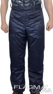 Утепленные брюки прямого силуэта, на широком поясе (2 пуговицы) и гульфиком на п. . фото 1