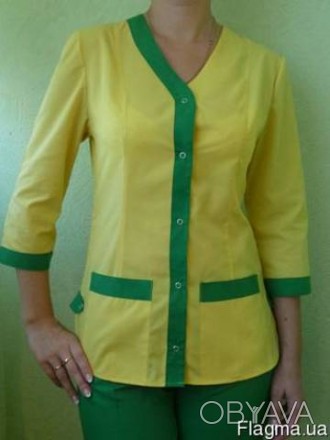 Костюм медицинский женский цветной "Радуга" состоит с куртки и брюк. Куртка с V-. . фото 1