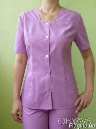 Рабочий женский костюм сиреневого цвета Ромб .
Куртка с коротким рукавом, центра. . фото 1