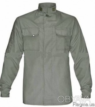 Куртка цвета олива "арсенал" прямая, центральной потайной застежкой на пуговицах. . фото 1