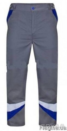 Рабочие брюки серого цвета с васильковой отделкой "3Д" изготовленный с ткани Гар. . фото 1