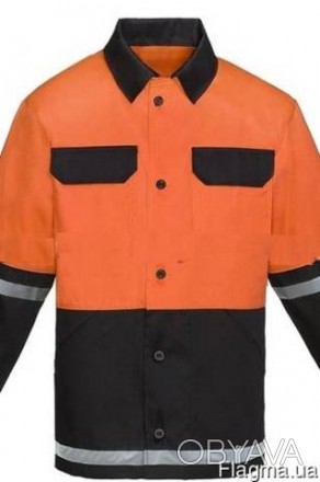 Куртка дорожника двухцветная, с центральной застежкой на пуговицах, четыри накла. . фото 1