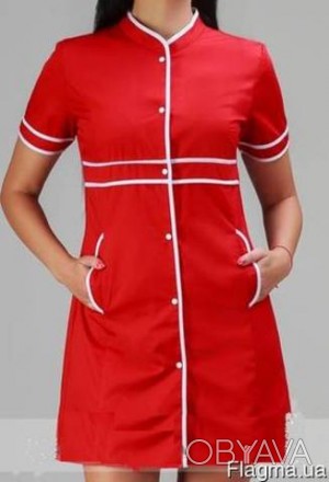 Халат медицинский женский красного цвета под заказ "Єва" представлен в широкой ц. . фото 1