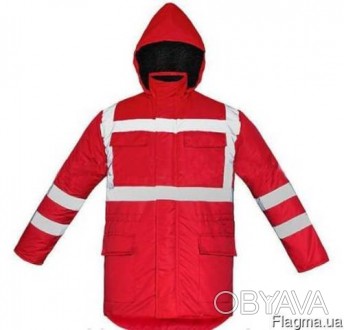 Куртка утепленная с свп полосами "Скорая помощь" красного цвета используют в кач. . фото 1